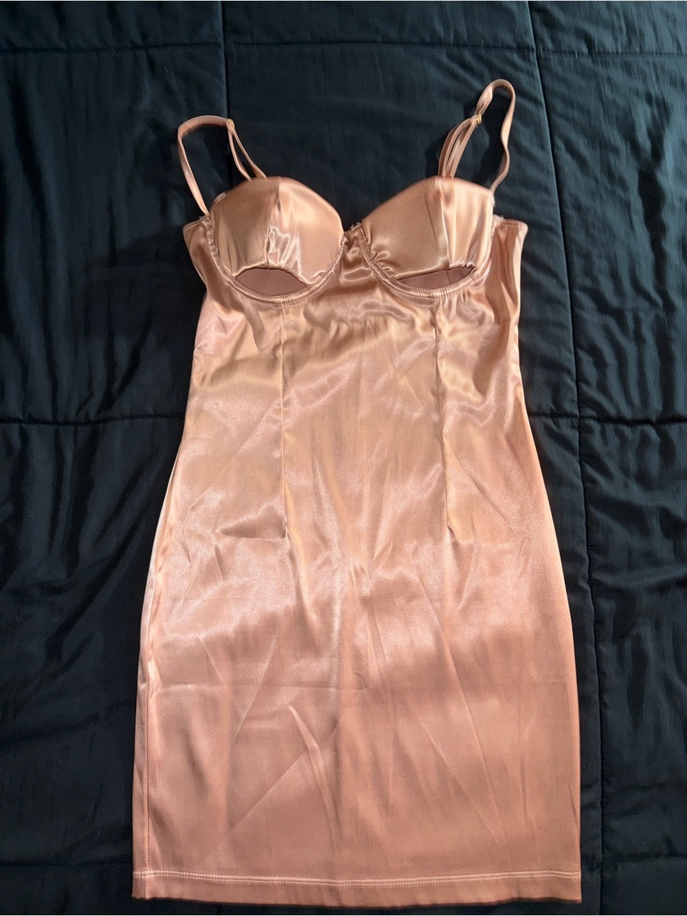 Satin Mini Slip Dress in Rose Gold